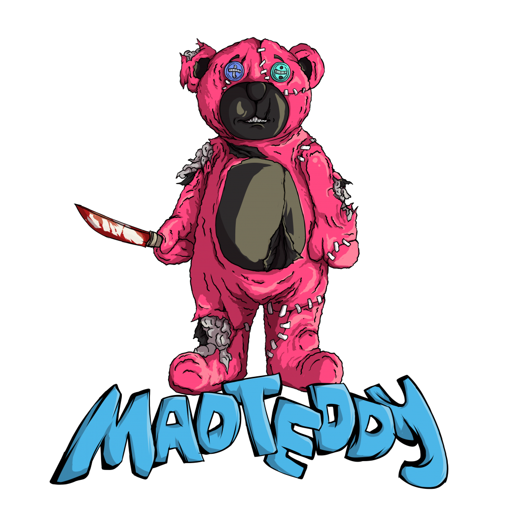 vustom Teddy Bear Mascot Character mad teddy bear